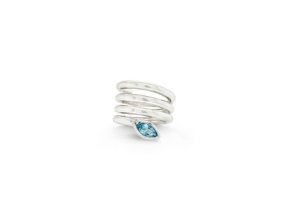 Spiral Adjustable Gemstone Ring R3336 - R3336 Blue Topaz - Ring