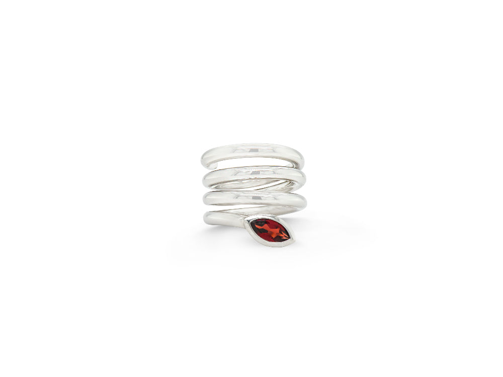 Spiral Adjustable Gemstone Ring R3336 - R3336 Garnet - Ring