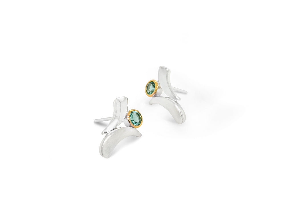 Amethyst and Blue Topaz earrings in sterling silver, style E7370 - view 2