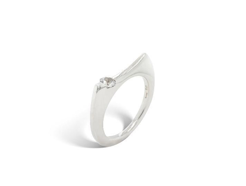 Peridot and White Topaz ring in sterling silver, style R3990