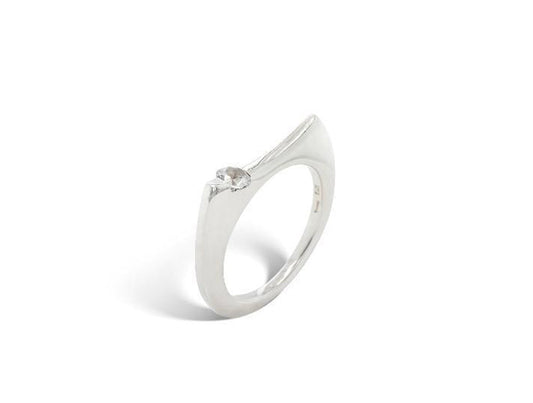 Peridot and White Topaz ring in sterling silver, style R3990