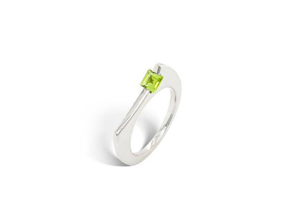 Peridot and White Topaz ring in sterling silver, style R3990 - view 2