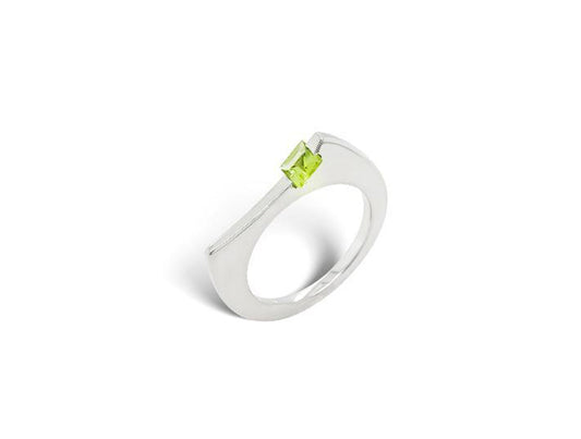 Peridot and White Topaz ring in sterling silver, style R3990 - view 3