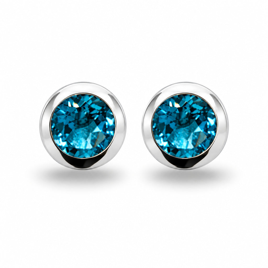 Amethyst and Blue Topaz earrings in sterling silver, style E3136 - view 13