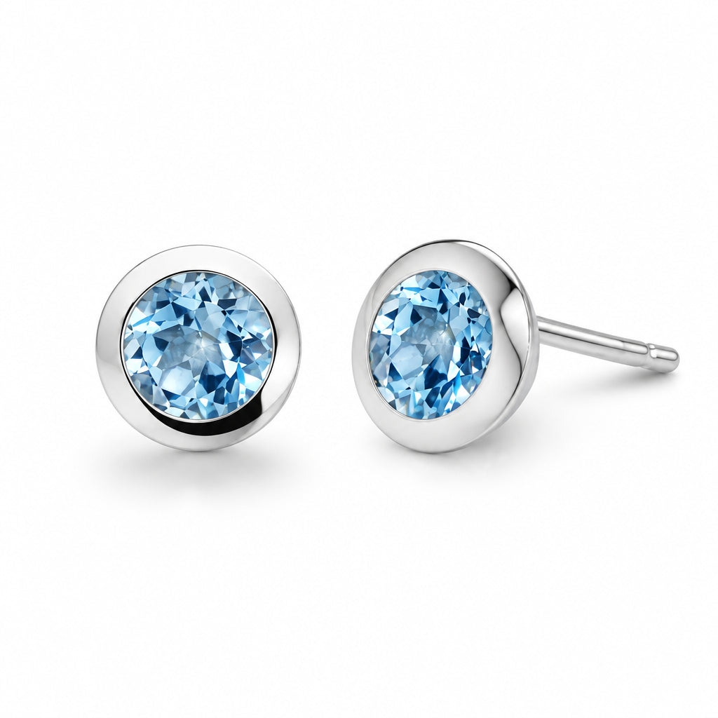 Amethyst and Blue Topaz earrings in sterling silver, style E3136 - view 12