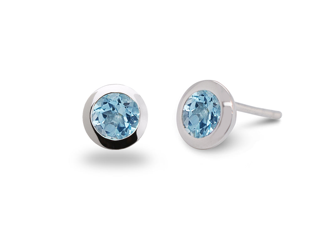 Brilliant Cut Gemstone Post Earring E3136 - *E3136 Sky Blue Topaz - Earring