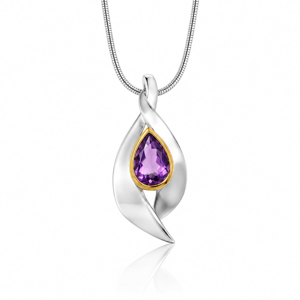 Amethyst and Citrine pendant in sterling silver, style P7365 - view 3