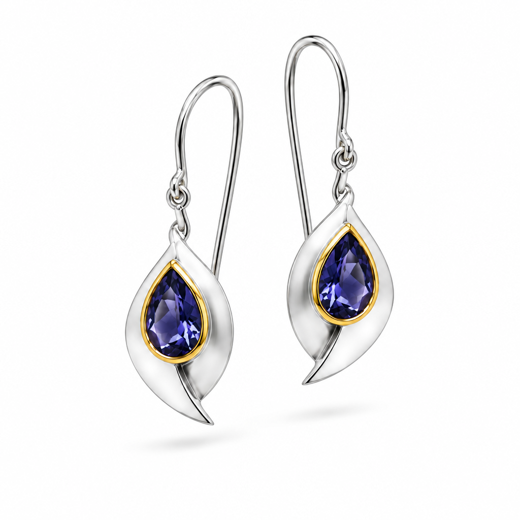 Artistic Gemstone Earrings in 925 Sterling Silver | E9285 - view 2