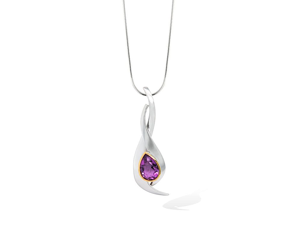 Amethyst and Citrine pendant in sterling silver, style P6546 - view 5