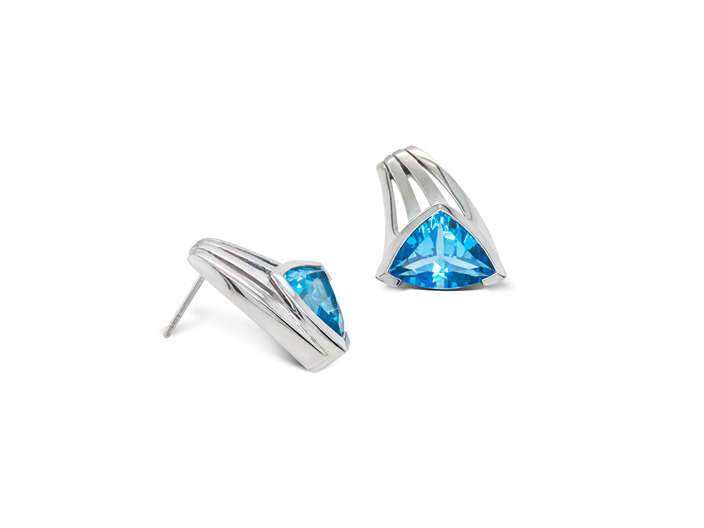 Amethyst and Blue Topaz earrings in sterling silver, style E9868 - view 5