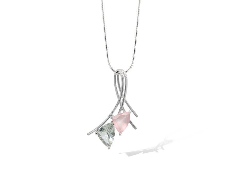 Amethyst and Blue Topaz pendant in sterling silver, style P7586 - view 2