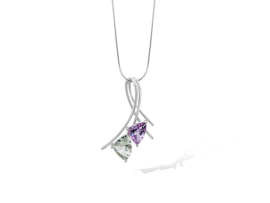 Contemporary Art Deco Gemstone Pendant P7586 - P7586 Amethyst / Green Amethyst - Pendant