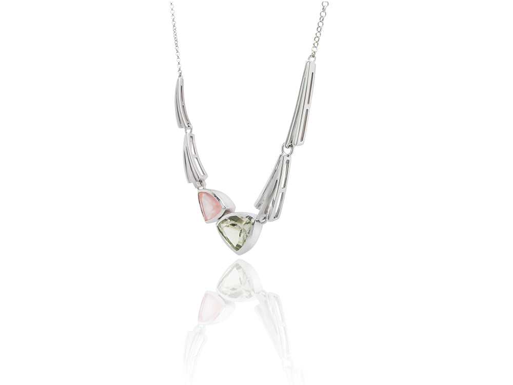Amethyst and Blue Topaz necklace in sterling silver, style N3327 - view 4