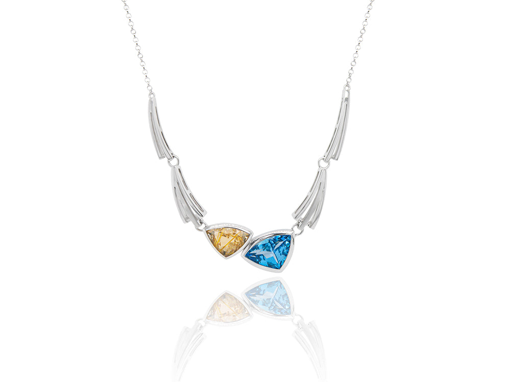 Amethyst and Blue Topaz necklace in sterling silver, style N3327 - view 5