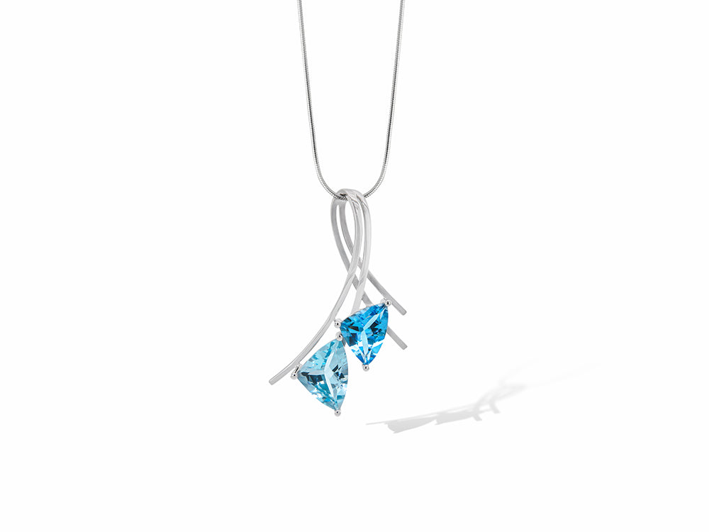 Contemporary Art Deco Gemstone Pendant P7586 - P7586 Blue Topaz / Swiss Blue Topaz - Pendant