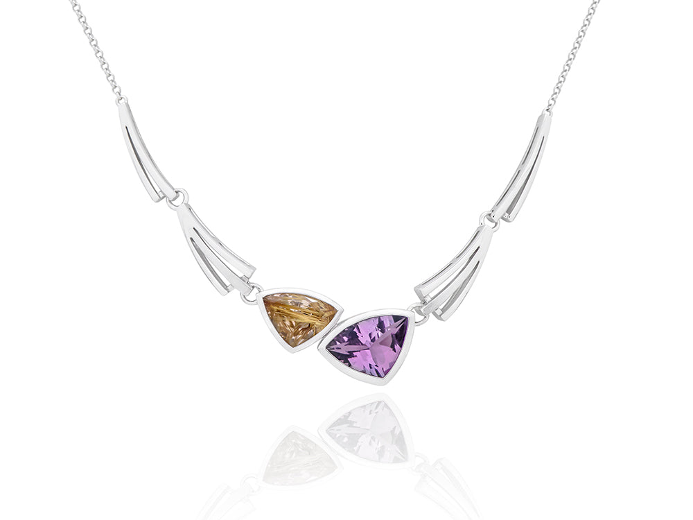 Amethyst and Blue Topaz necklace in sterling silver, style N3327 - view 6