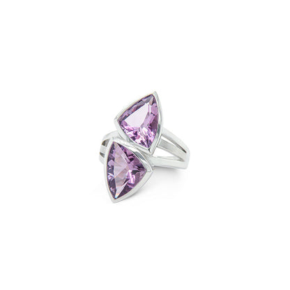 Amethyst and Blue Topaz ring in sterling silver, style R7230 - view 4