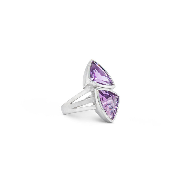 Amethyst and Blue Topaz ring in sterling silver, style R7230 - view 6