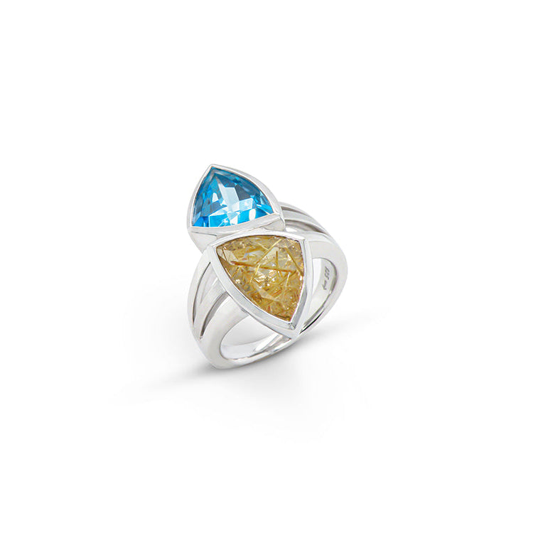 Amethyst and Blue Topaz ring in sterling silver, style R7230 - view 7
