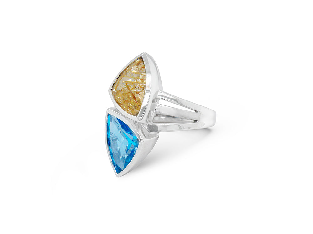 Amethyst and Blue Topaz ring in sterling silver, style R7230 - view 8