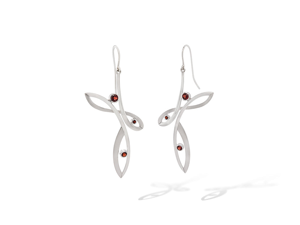 Garnet earrings in sterling silver, style E9848 - view 3