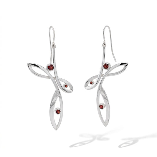 Garnet earrings in sterling silver by Joryel Vera, style E9848 - view 3
