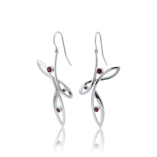 Garnet earrings in sterling silver by Joryel Vera, style E9848 - view 4