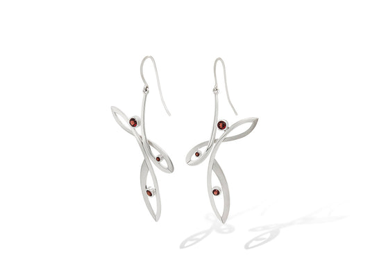 Garnet earrings in sterling silver, style E9848 - view 4