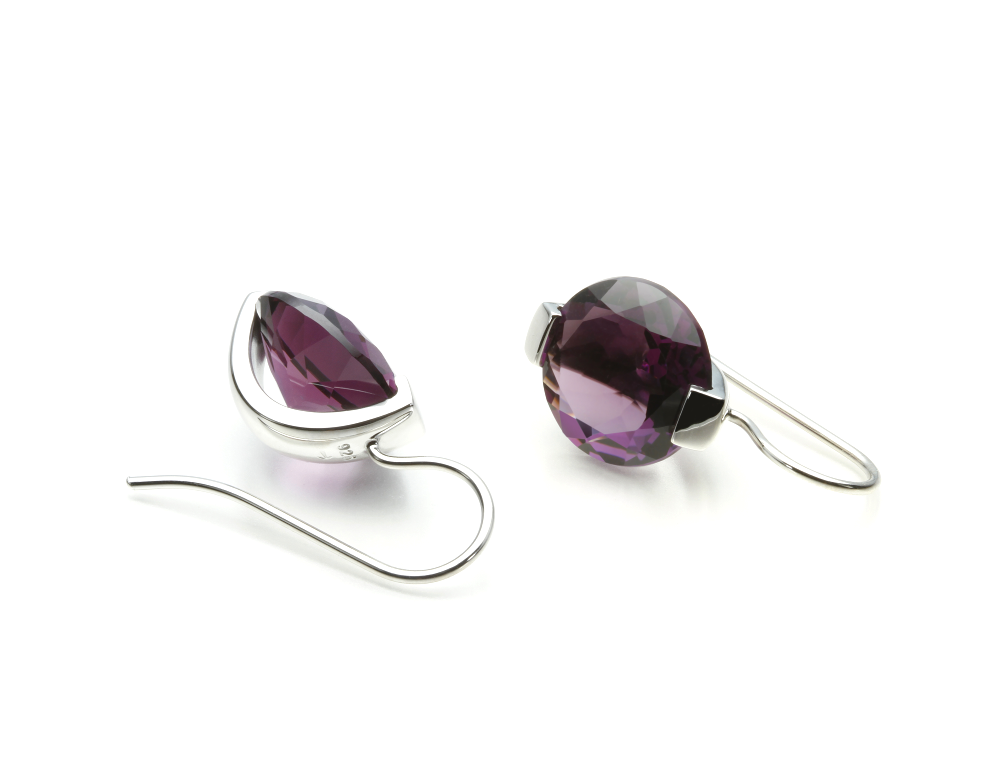 Amethyst earrings in sterling silver, style E3734