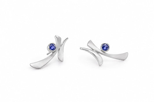 Amethyst and Blue Topaz earrings in sterling silver, style E7369 - view 2
