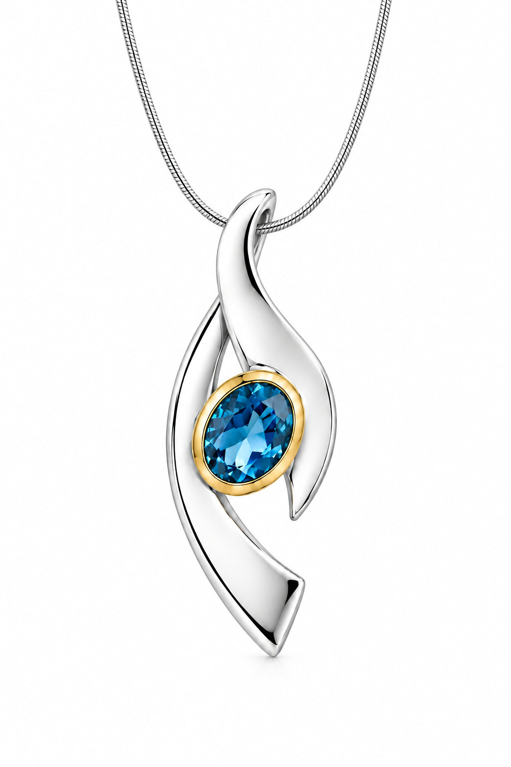 Amethyst and Blue Topaz pendant in sterling silver, style P7342