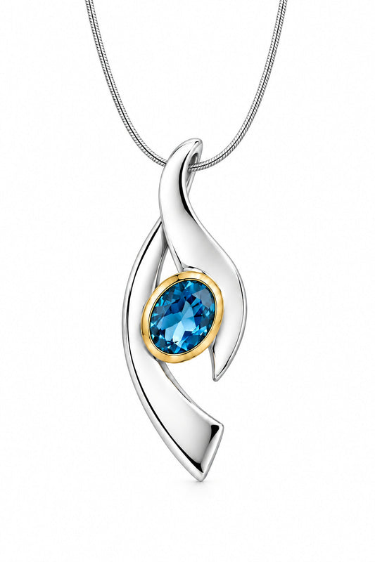 Amethyst and Blue Topaz pendant in sterling silver, style P7342