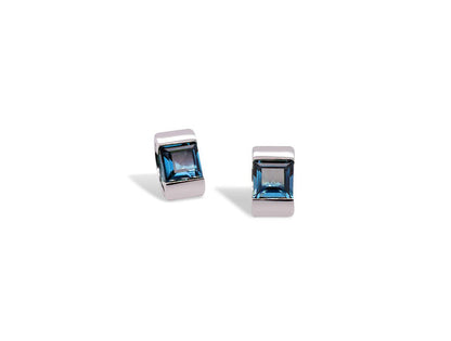 Unique Square Gemstone Earring E4086 - E4086 LONDON BLUE TOPAZ - Earring