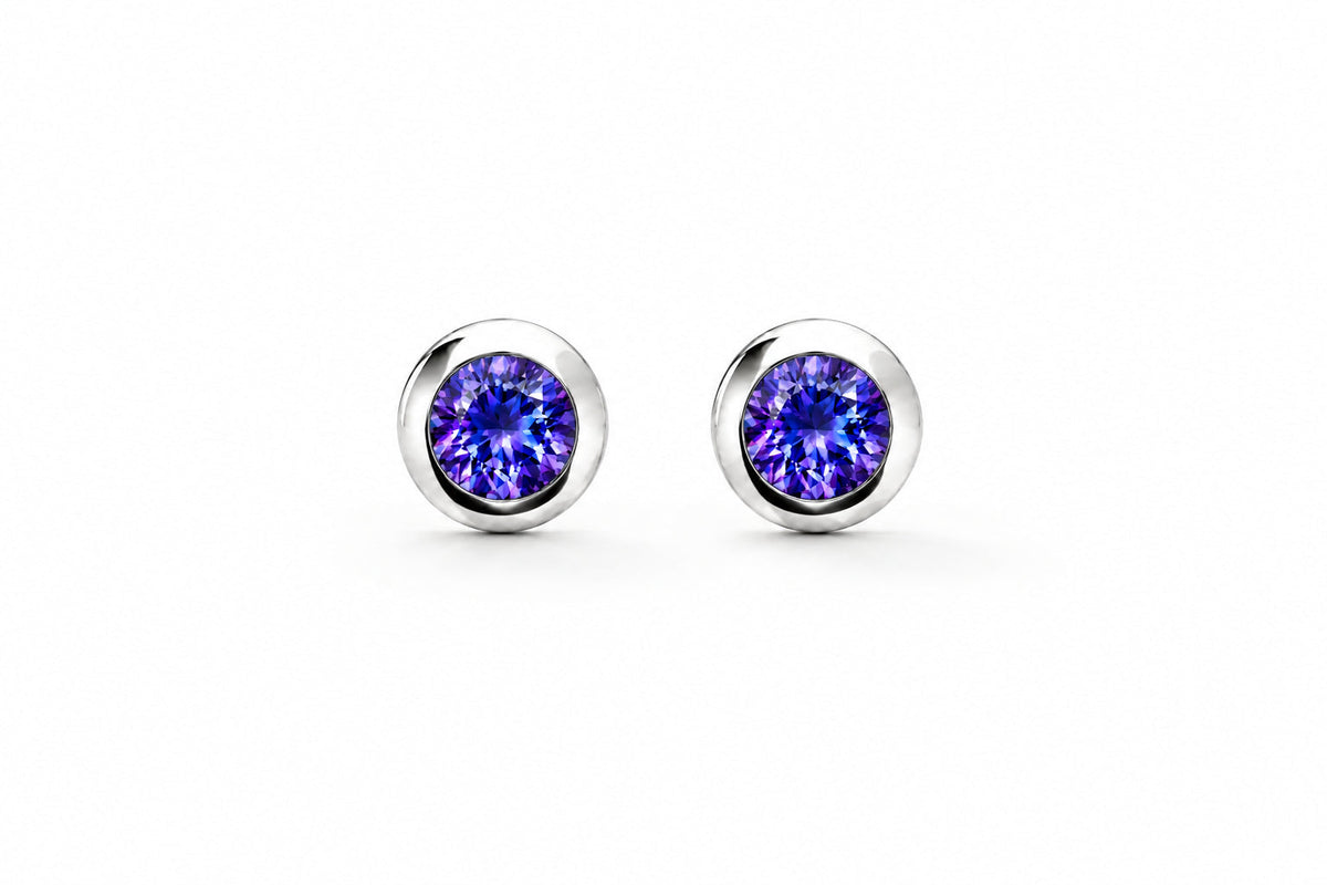 Amethyst and Blue Topaz earrings in sterling silver, style E4110 - view 4