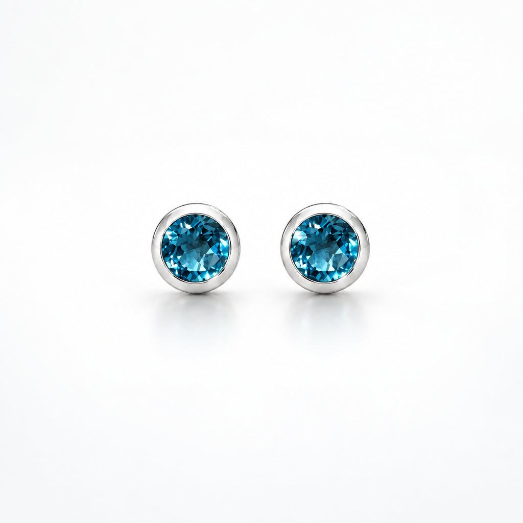 Amethyst and Blue Topaz earrings in sterling silver, style E4110 - view 2