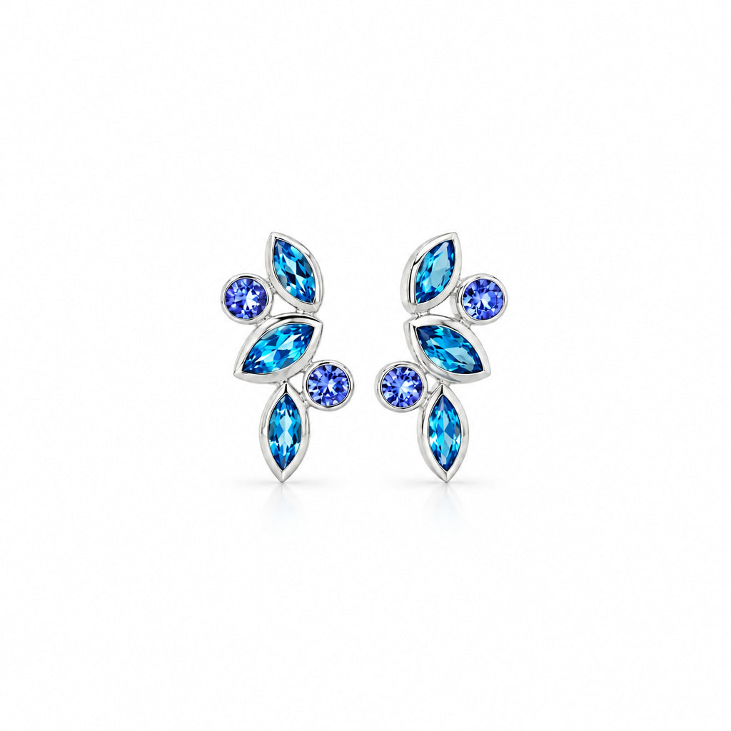 Blue Topaz and Tanzanite earrings in sterling silver by Joryel Vera, style E4205