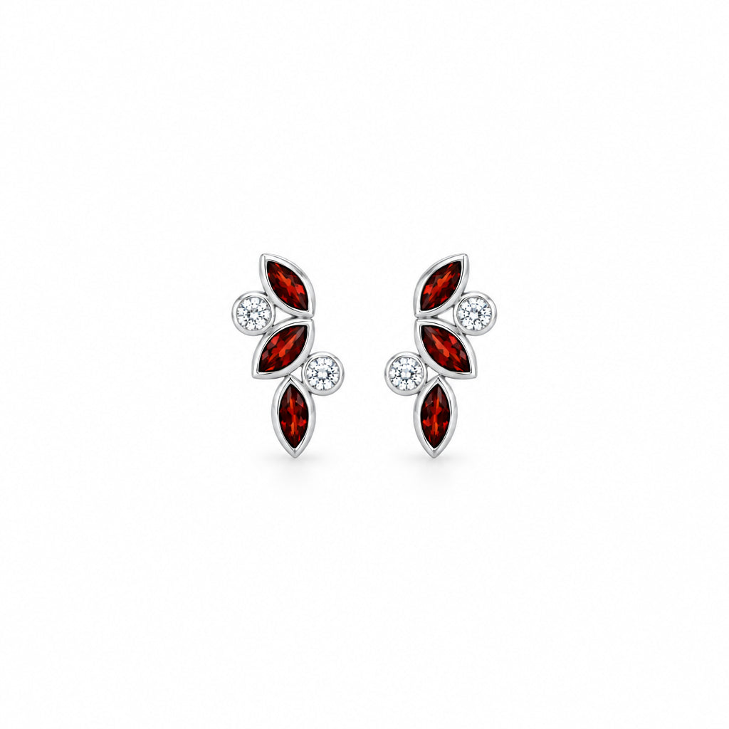 Garnet and White Topaz earrings in sterling silver by Joryel Vera, style E4205