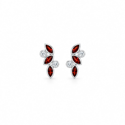 Garnet and White Topaz earrings in sterling silver by Joryel Vera, style E4205