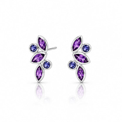 Amethyst and Iolite earrings in sterling silver by Joryel Vera, style E4205
