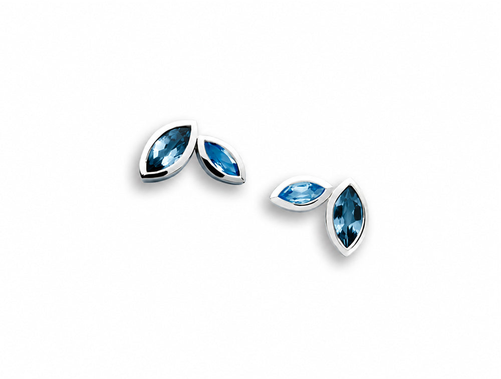 Blue Topaz and Peridot earrings in sterling silver, style E4211 - view 2