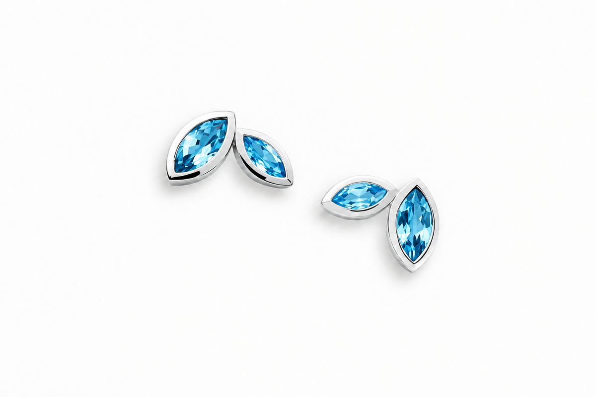 Marquise Cut Gemstone Earrings in 925 Sterling Silver | E4211 - view 5