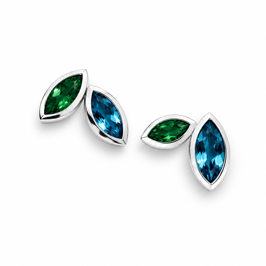 Marquise Cut Gemstone Earrings in 925 Sterling Silver | E4211 - view 8