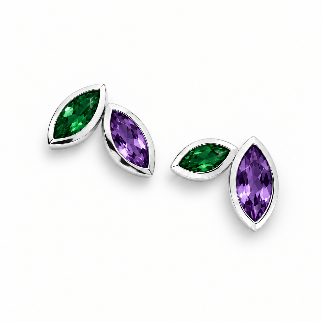 Marquise Cut Gemstone Earrings in 925 Sterling Silver | E4211 - view 9