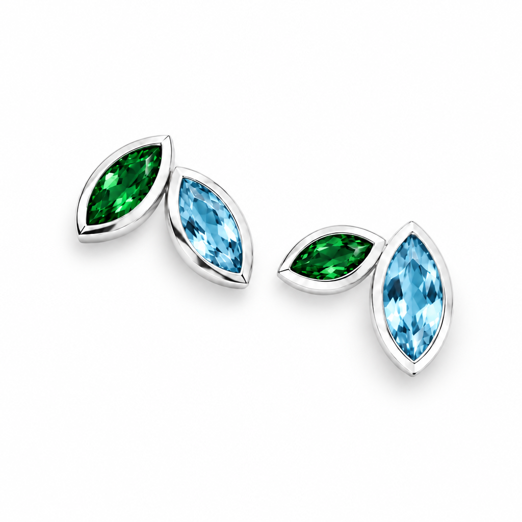Marquise Cut Gemstone Earrings in 925 Sterling Silver | E4211 - view 10