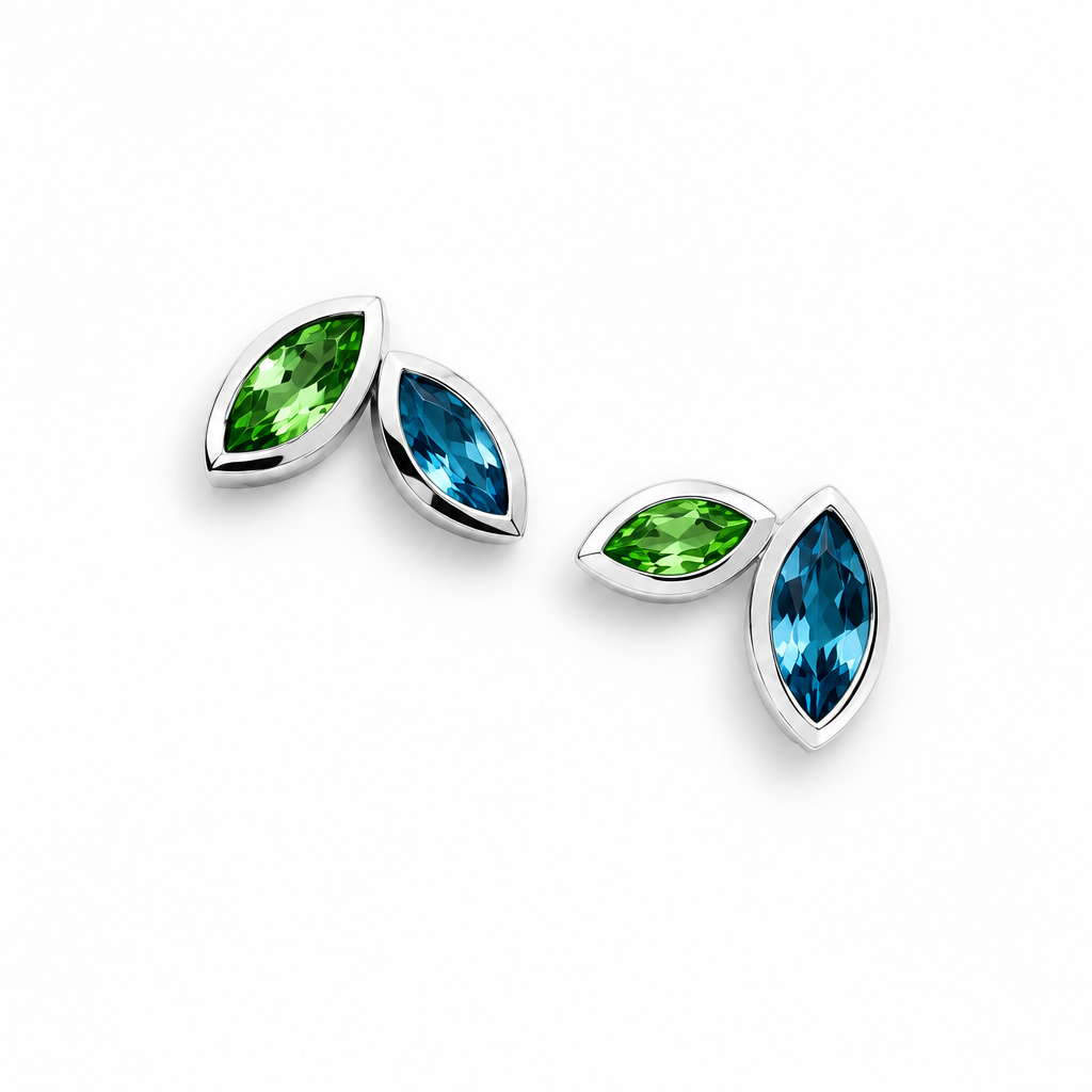 Marquise Cut Gemstone Earrings in 925 Sterling Silver | E4211 - view 6