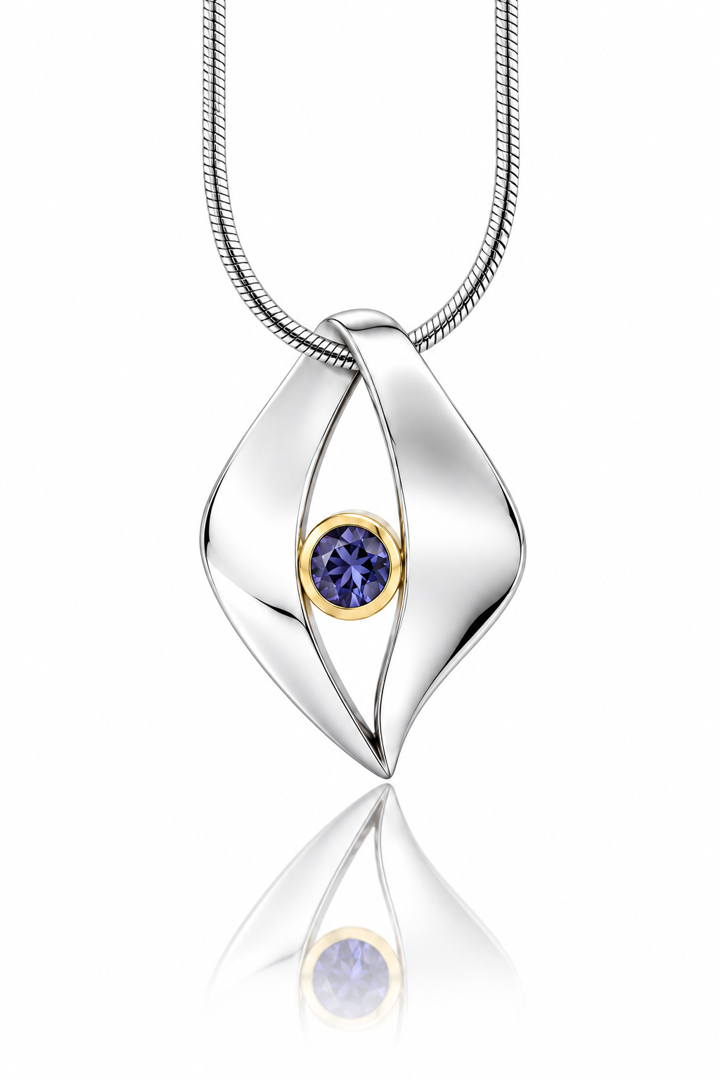Artistic Gemstone Heart Pendant in 925 Sterling Silver | P7318 - view 4
