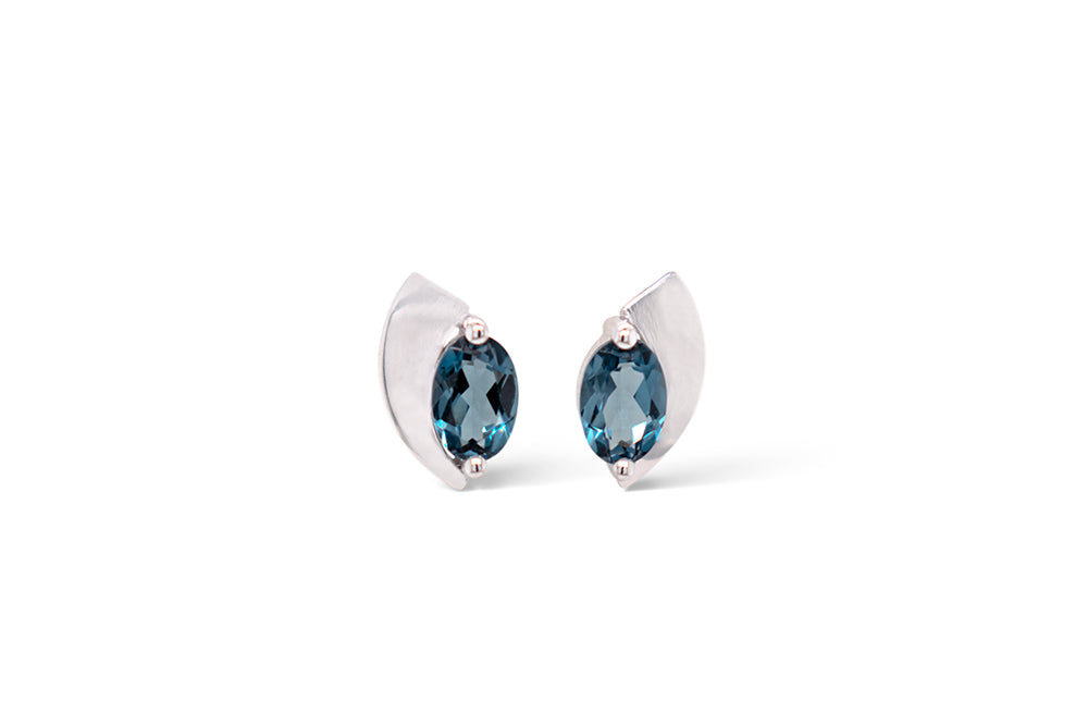 Oval Gemstone Earring E9298 - E9298/L London Blue Topaz 8X6 mm - Earring