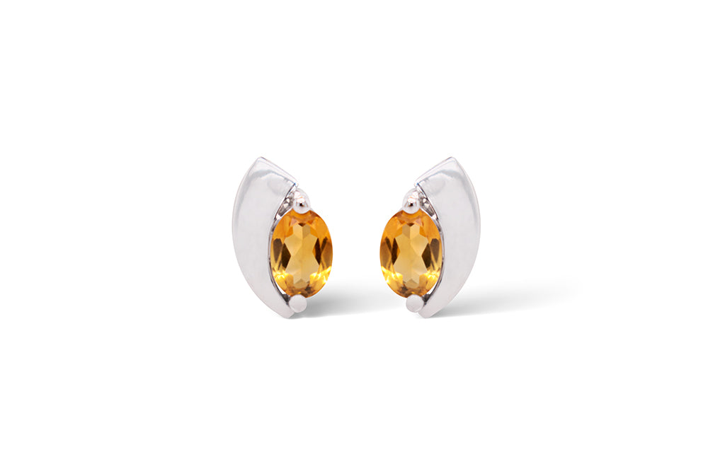 Oval Gemstone Earring E9298 - E9298 Citrine - Earring