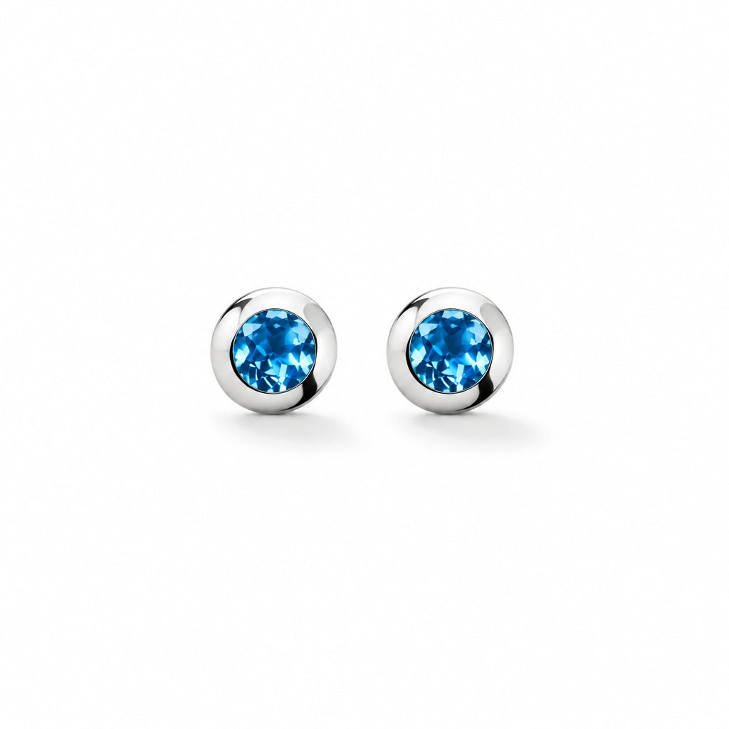 Peridot and London Blue Topaz earrings in sterling silver, style E4404 - view 4