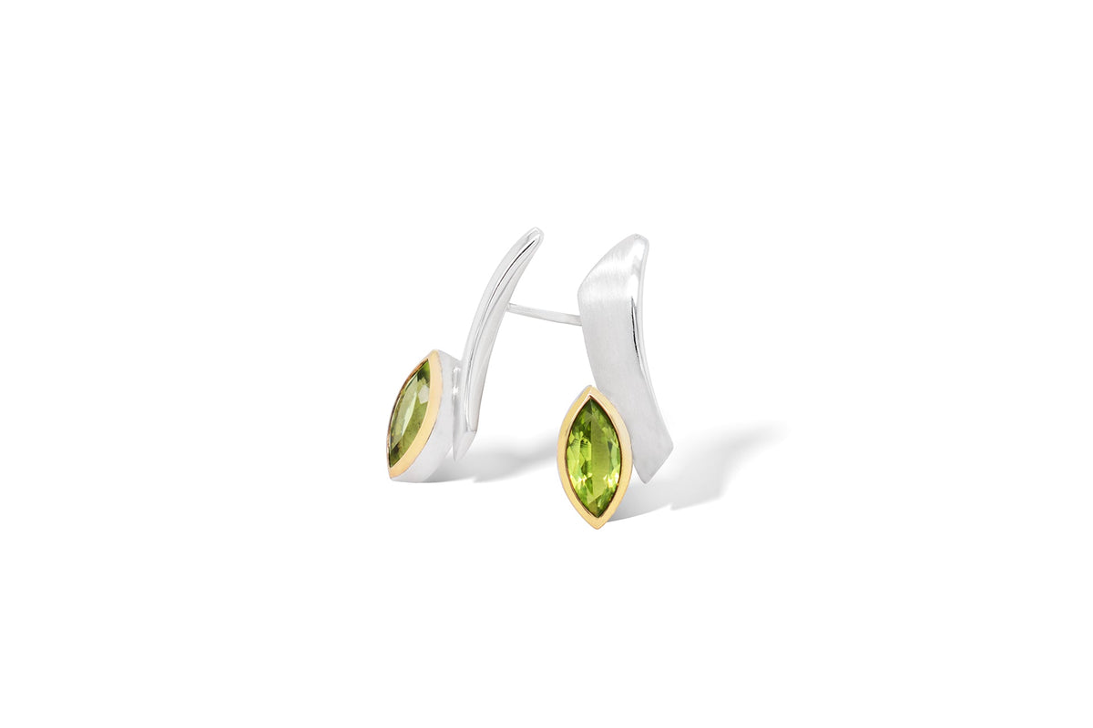 Blue Topaz and Garnet earrings in sterling silver, style E7351